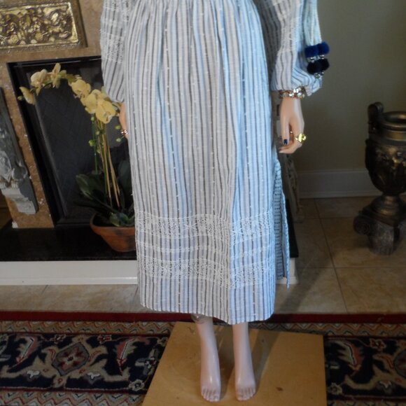 New LoveShackFancy Blue/Ivory Striped Maxi Dress Size S - Picture 10 of 16